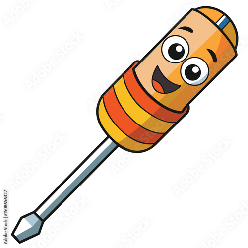 Screwdriver with striped grip handle isolated view