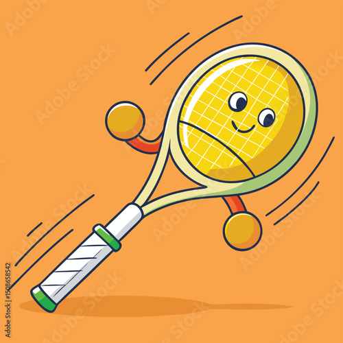Tennis racket and ball with motion streaks showing action