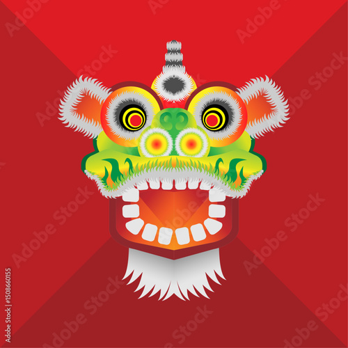 vector illustration of Chinese lion head used for celebration