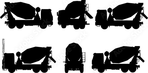 concrete mixer truck silhouette vector on white background
