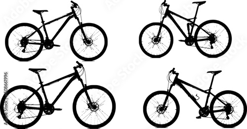 Mountain bike Silhouette isolated on white background
