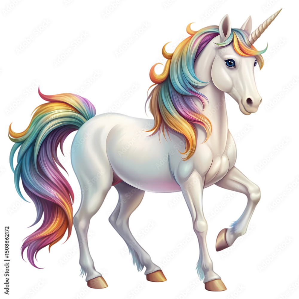 Majestic Rainbow Unicorn A Fantasy Creature with Vibrant Mane and Tail Majestic Rainbow Unicorn A Fantasy Creature with Vibrant Mane and Tail
