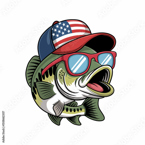 illustration of a fish wearing an american hat