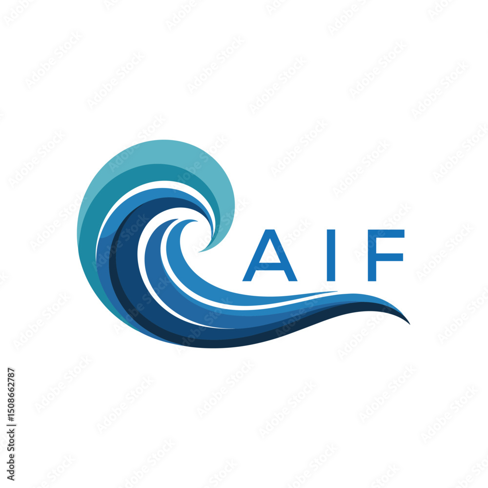 Naklejka premium AIF Coastal Inspired Logo , AIF Wave Logo , AIF Letter logo.