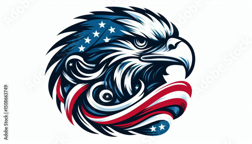 Wallpaper Mural Stylized bald eagle illustration with American flag elements. Symbol of USA patriotism and Independence Day pride. Torontodigital.ca