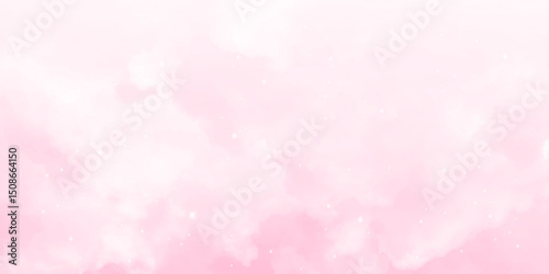 Fluffy clouds and pink sky