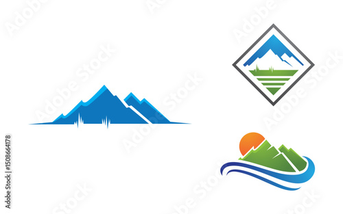 Mountain Hill icon Logo illustration design Template v.34