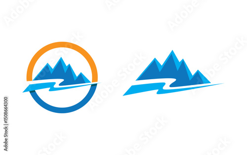 Mountain Hill icon Logo illustration design Template v.37