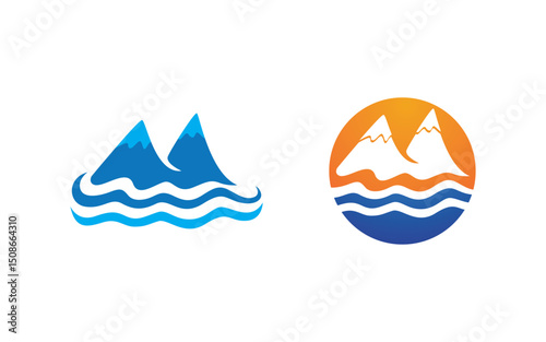 Mountain Hill icon Logo illustration design Template v.36