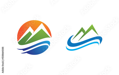 Mountain Hill icon Logo illustration design Template v.38