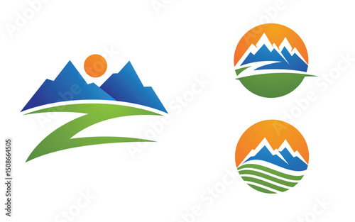 Mountain Hill icon Logo illustration design Template v.42