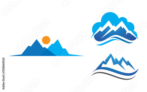 Mountain Hill icon Logo illustration design Template v.43