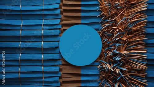 Textured wall matting in blue and brown with a blank area for text.
