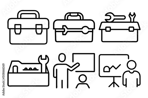 Suport icon set line art vector art illustration