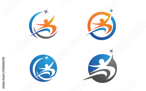 Healthy life Human fit sport logo sign illustration v.179