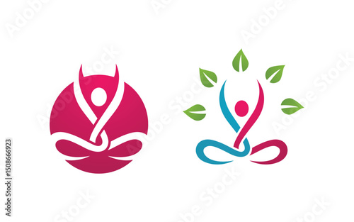 Healthy life Human fit sport logo sign illustration v.185