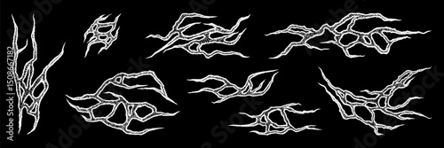 Y2k neo-tribal graphic shape asset. Hand drawn cyber sigilism tattoo elements. Aesthetic of 90s, 2000s. Vector illustration for sticker, poster, collage, design template.