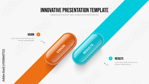 Sales Solution Frame Design Vector Illustration. Company Analysis Two Option Diagram Slideshow Template. Consulting Plan 2 Step Infographic Slide Layout.