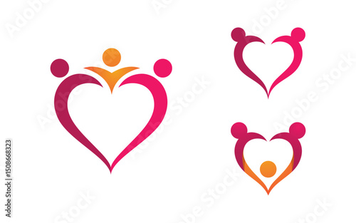 Human care adoption group network and social logo design vv.71