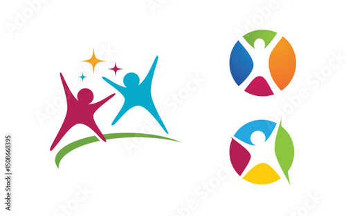 Human care adoption group network and social logo design vv.73