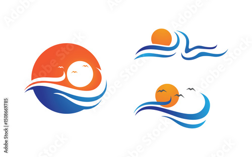 Water wave liquid vector Logo illustration design V1.180