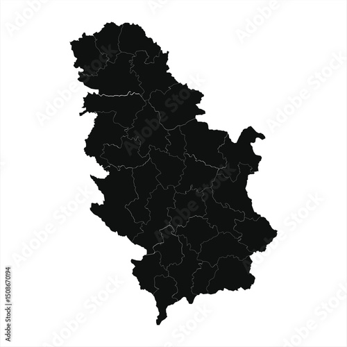 Outline of  Serbia Map with Regional Borders