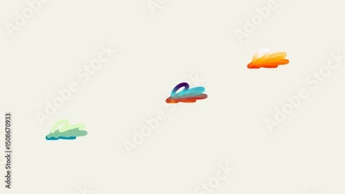 Animation of a shape with several transitions and dynamic color changes.