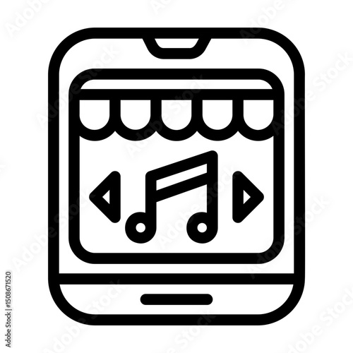 a collection of icons containing musical equipment, music stores, and musical activities
