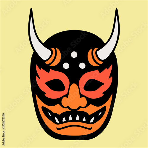 Oni Mask, Hannya Mask Illustration
