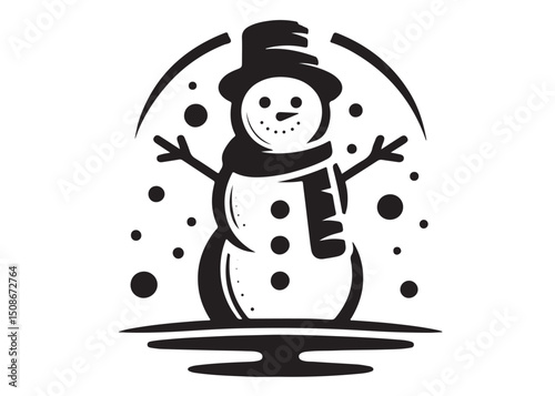 snowman logo silhouette vector illustration, snowman logo design vector, vector silhouette snowman, snowman vector silhouette logo on a white background