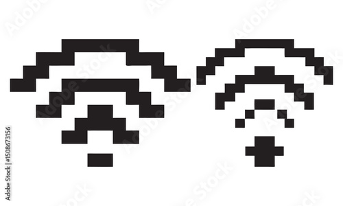 Pixelated Wi-Fi Signal Vector Icon, pixel art wifi wireless internet signal icon