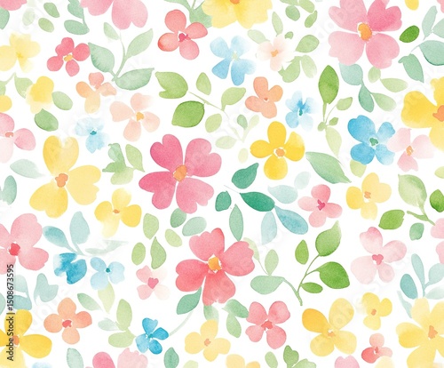 Pastel Floral Watercolor Pattern Background