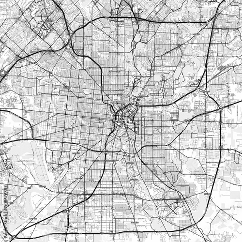 San Antonio Area Map with Labels and Neighborhoods - One color, minimalistic design