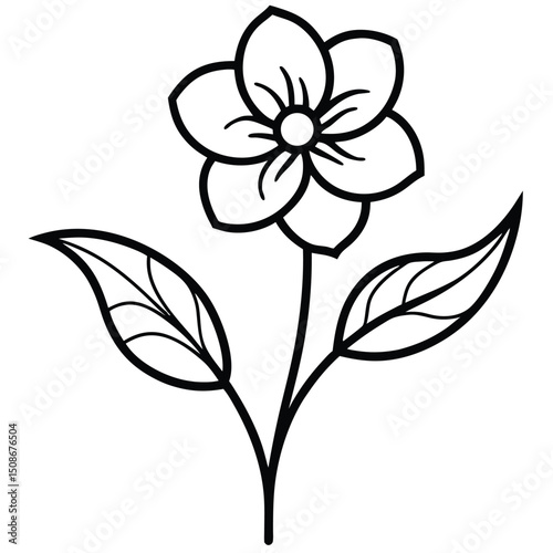 Simple flower icon with a green stem and leaves designed for use in various creative projects and design applications