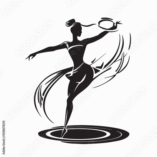 Girls Dancing Stylized Silhouette Stock Illustration on white background.