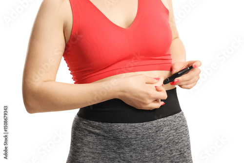 Woman injecting shot in the belly