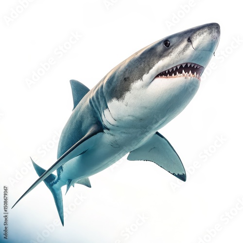 Majestic Great White Shark Rising from the Deep, marine life, predator