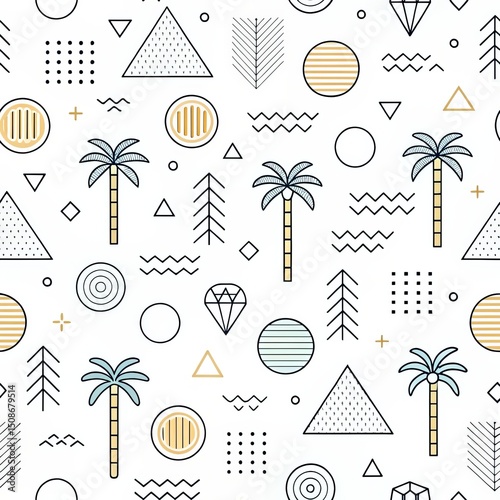 Geometric Palm Tree Pattern, shapes ,design