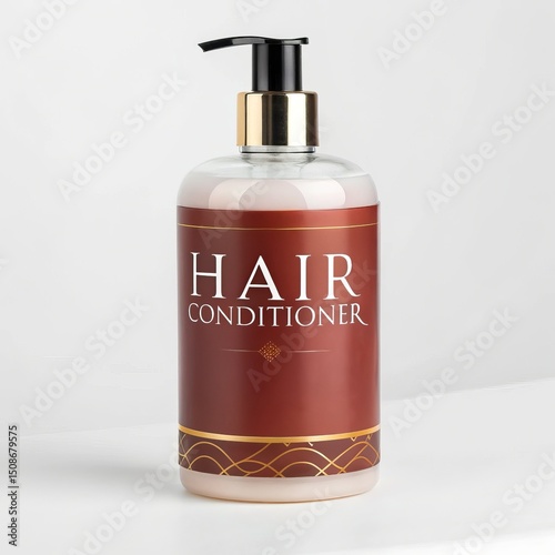 Elegant Hair Conditioner Bottle with Gold Accents, beauty , hair care