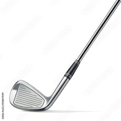 Isolated Silver Iron Golf Club on White, golf clubs ,sports