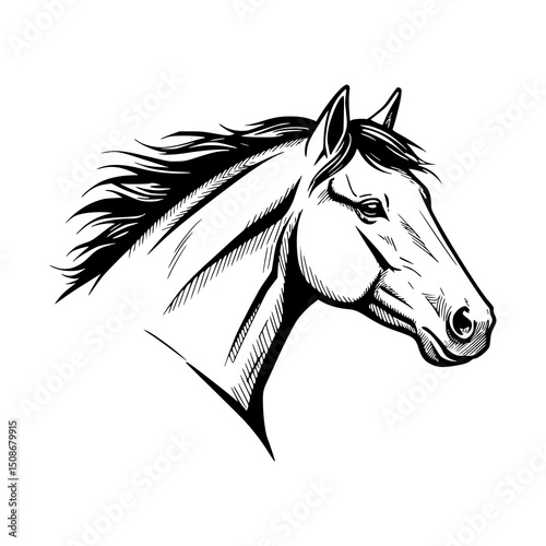 Mustang Horse heads vector illustration