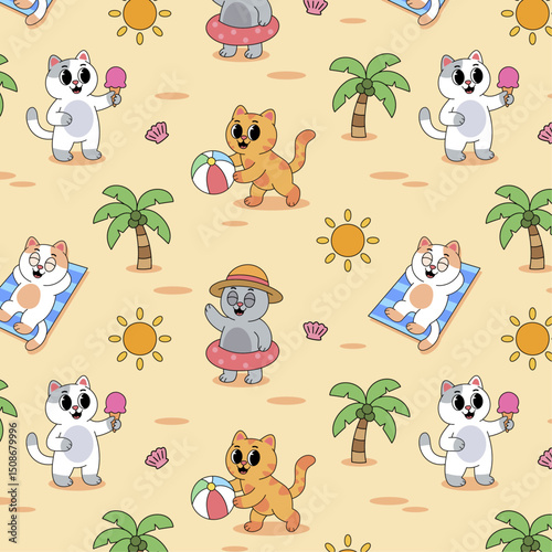 Summer Cats Pattern