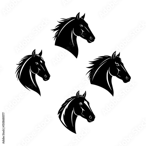 Mustang Horse heads vector illustration