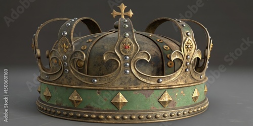 Ornate Vintage Crown with Cross Detail, Royalty , Headdress