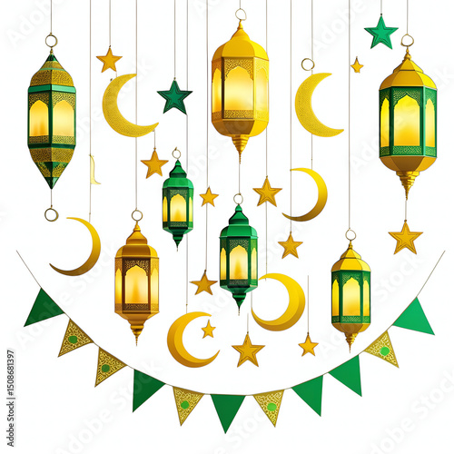 vector illustration of an abstract background with lanterns