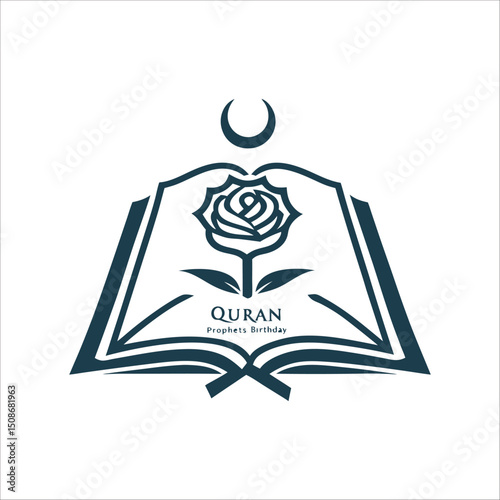 Prophet's Birthday: Quran and Rose Illustration