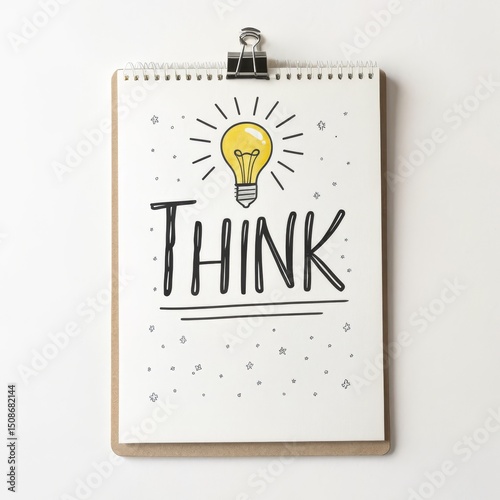 Think Concept Notepad with Lightbulb and Text, idea , creativity