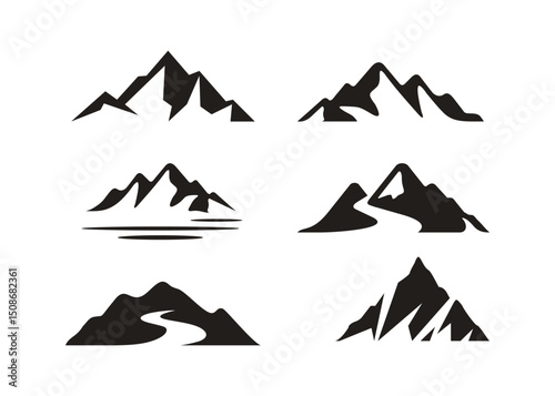 mountain design icon set . illustration of mountains peak  vector logo design collection 