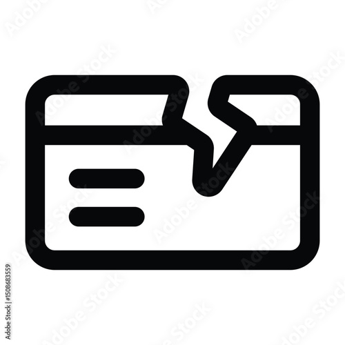 Simple Broken Credit Card outline icon. The icon can be used for websites, print templates, presentation templates, illustrations, etc	
