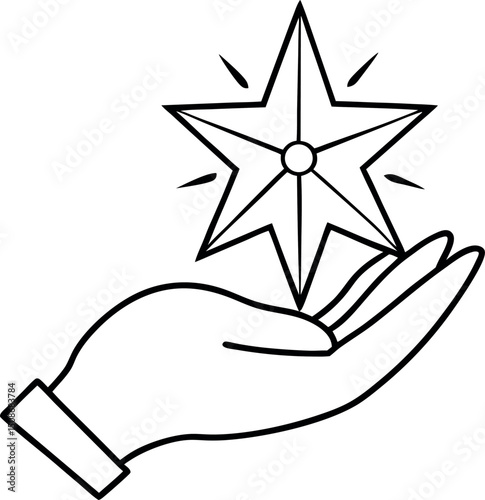 Thin line star icon representing excellence, recognition, and success.